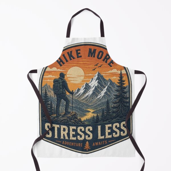 Item preview, Hike More Stress Less - Mountain Adventure Patch designed and sold by LOULOU SHOPPING.