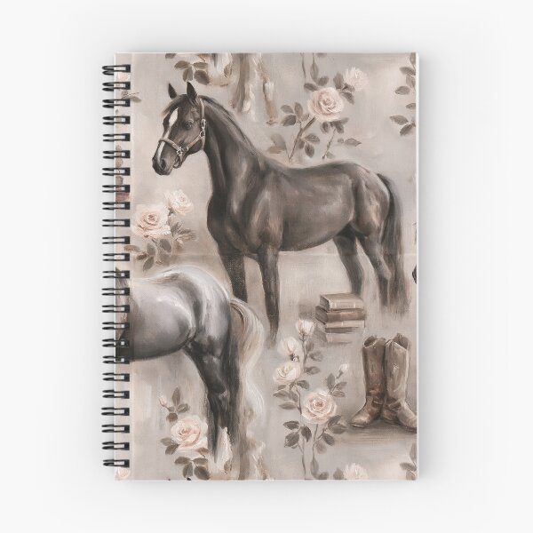 Item preview, Black Horse Seamless Pattern | Equestrian Floral Western Print | Horse Boots & Books | Vintage Farmhouse Horse Design designed and sold by Artforhorse.