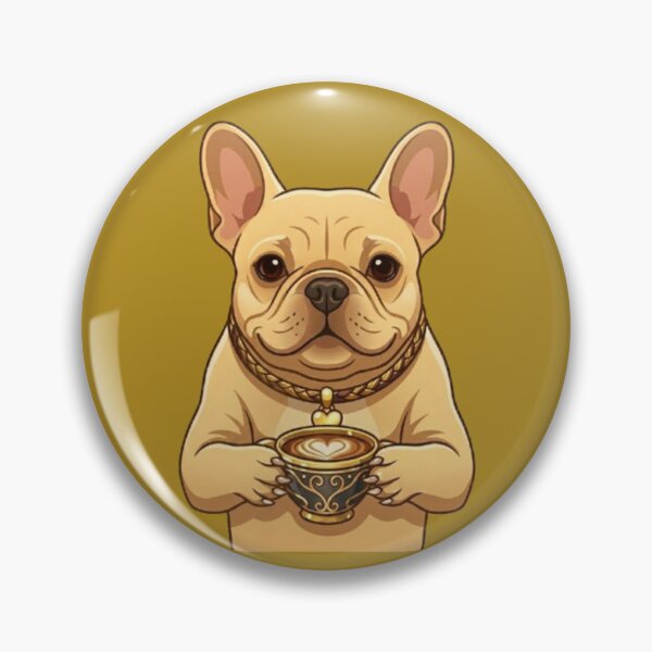 Item preview, French Bulldog Drinking Coffee Art - Cute Frenchie with Coffee Cup designed and sold by Northern Glow Art.