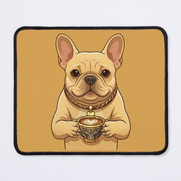 Item preview, French Bulldog Drinking Coffee Art - Cute Frenchie with Coffee Cup designed and sold by Northern Glow Art.