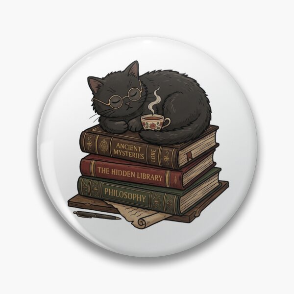 Item preview, Bookish Black Cat, Dark Academia Reader & Vintage Book Lover designed and sold by KreatoLab.