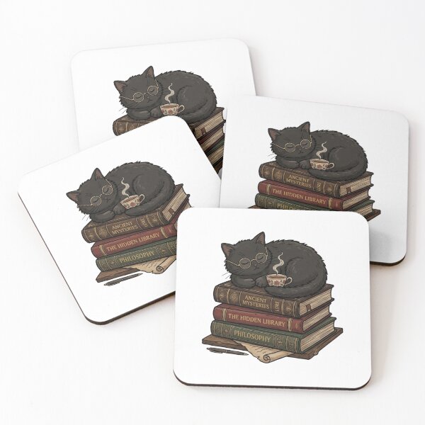 Item preview, Bookish Black Cat, Dark Academia Reader & Vintage Book Lover designed and sold by KreatoLab.