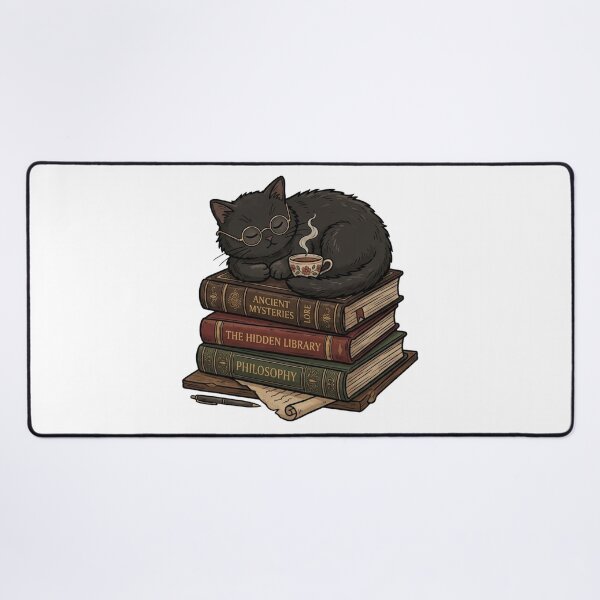 Item preview, Bookish Black Cat, Dark Academia Reader & Vintage Book Lover designed and sold by KreatoLab.