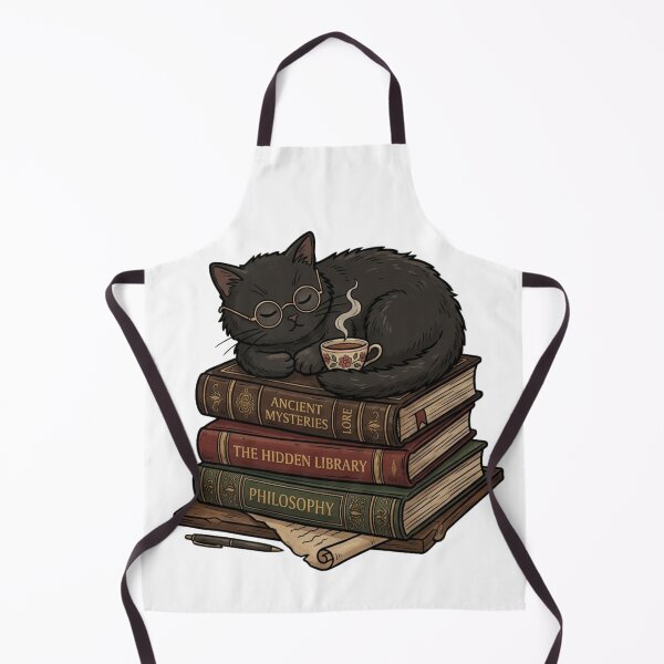 Item preview, Bookish Black Cat, Dark Academia Reader & Vintage Book Lover designed and sold by KreatoLab.