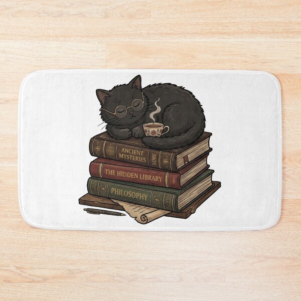 Item preview, Bookish Black Cat, Dark Academia Reader & Vintage Book Lover designed and sold by KreatoLab.