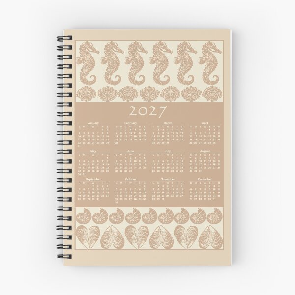 Item preview, Seahorse and shells peaches and cream 2027 Calendar designed and sold by LisaLeQuelenec.