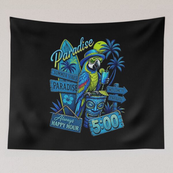 Item preview, Always Happy Hour In Paradise Retro Parrot Summer Vibes designed and sold by Kathleen011Lean.