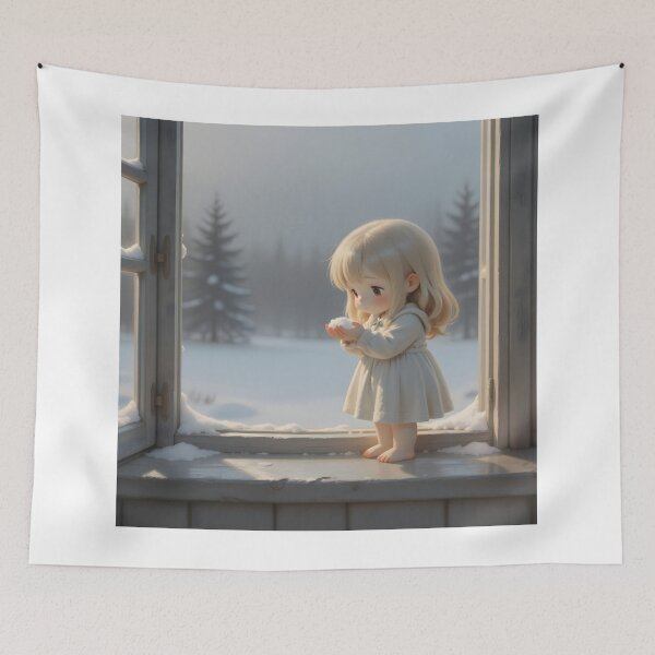 Item preview, Little Girl Holding Snow in a Winter Window designed and sold by Killington.