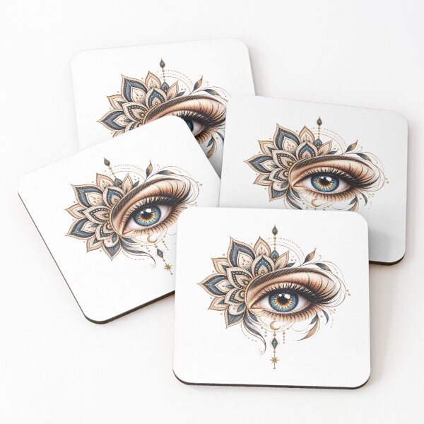 Item preview, Mandala Gaze | Blue Eye with Golden Mandala designed and sold by CalmMandala.