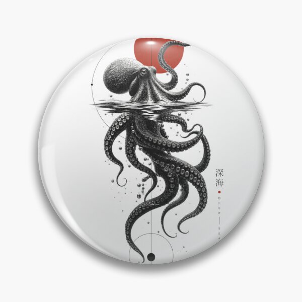 Item preview, Surreal Octopus — Japanese Ocean Art Red Sun designed and sold by mari0n980.