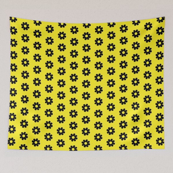 Artikelvorschau, Auffälliges schwarzes Blumen-Neongelb-Retro-Design entworfen und verkauft von GemsAnatomy.