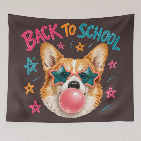 Item preview, Back to School Corgi Bubble Gum Star Glasses  designed and sold by MOCH- ART.