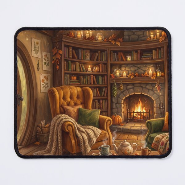 Item preview, Hobbit Reading Cottage | Cozy Fantasy Book Lover Cottage Art designed and sold by SebastianSpace.