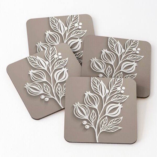 Item preview, 3D Paper Cut Botanical Wall Art Print | Minimalist White Floral Line Boho Art | Warm Taupe Earth Tone Canvas Poster | Japandi Nature Decor designed and sold by SergioMiklos.
