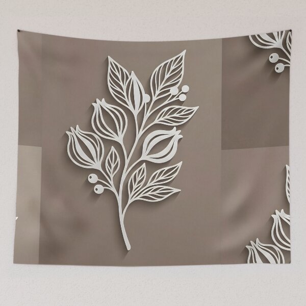 Item preview, 3D Paper Cut Botanical Wall Art Print | Minimalist White Floral Line Boho Art | Warm Taupe Earth Tone Canvas Poster | Japandi Nature Decor designed and sold by SergioMiklos.