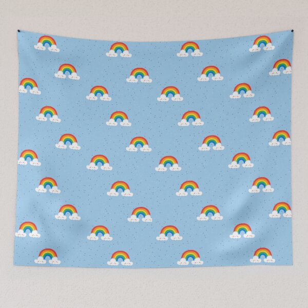 Item preview, Rainbow Clouds Blue Seamless Pattern designed and sold by EeshaArshad.