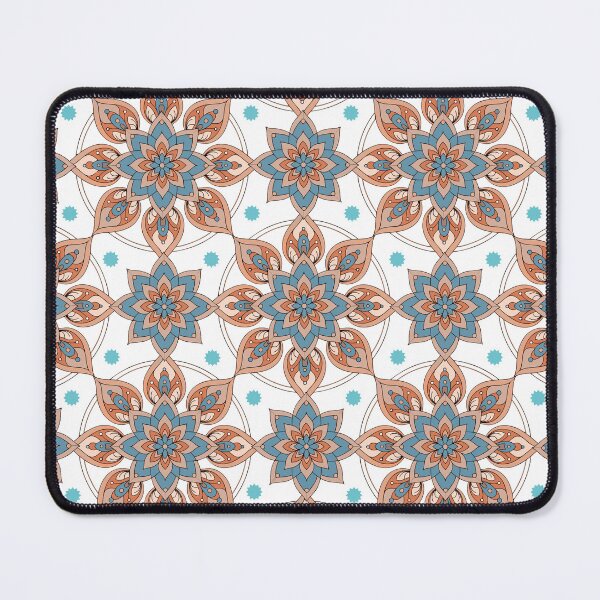 Item preview, Terracotta Blue Thai Floral Ornamental Pattern designed and sold by Mousy17.