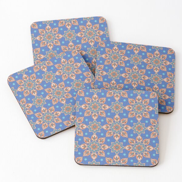Item preview, Terracotta Blue Thai Floral Ornamental Pattern designed and sold by Mousy17.