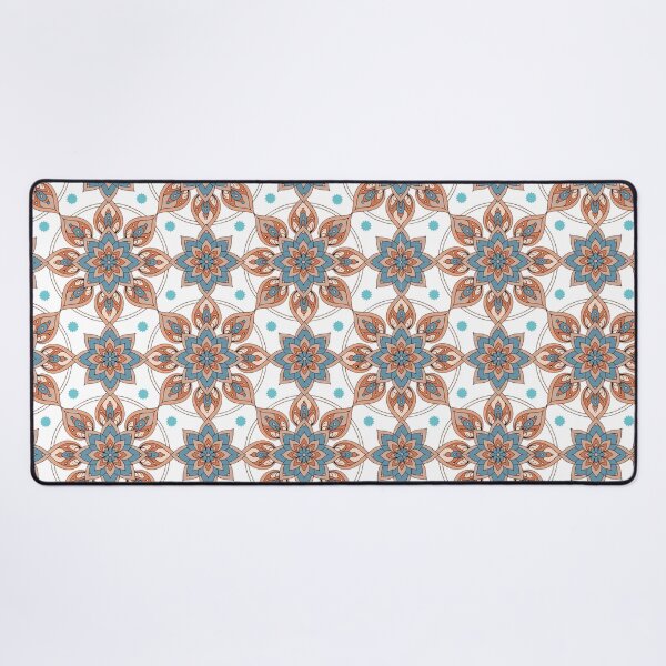 Item preview, Terracotta Blue Thai Floral Ornamental Pattern designed and sold by Mousy17.