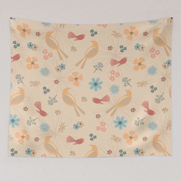 Item preview, Retro Garden Birds Seamless Pattern | Vintage Bird Floral Fabric | Whimsical Botanical Digital Paper designed and sold by mistywoodstudio.
