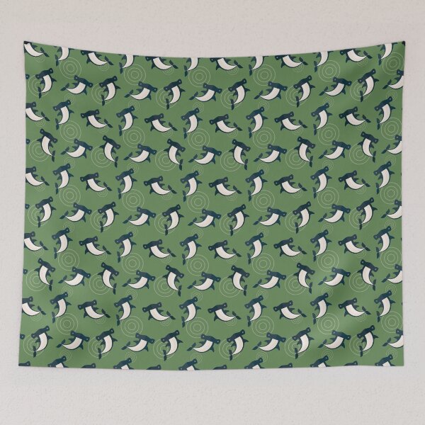 Item preview, Hammerhead sharks on green designed and sold by reneesillus.