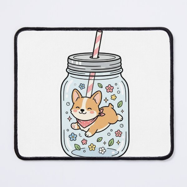 Item preview, Kawaii Corgi in a Jar Sticker, Cute Pocket Pet & Mason Jar Floral Vinyl Decal designed and sold by KreatoLab.