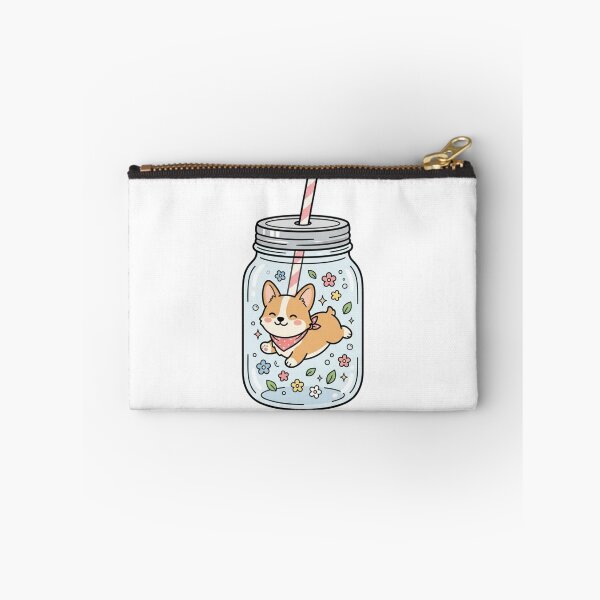 Item preview, Kawaii Corgi in a Jar Sticker, Cute Pocket Pet & Mason Jar Floral Vinyl Decal designed and sold by KreatoLab.
