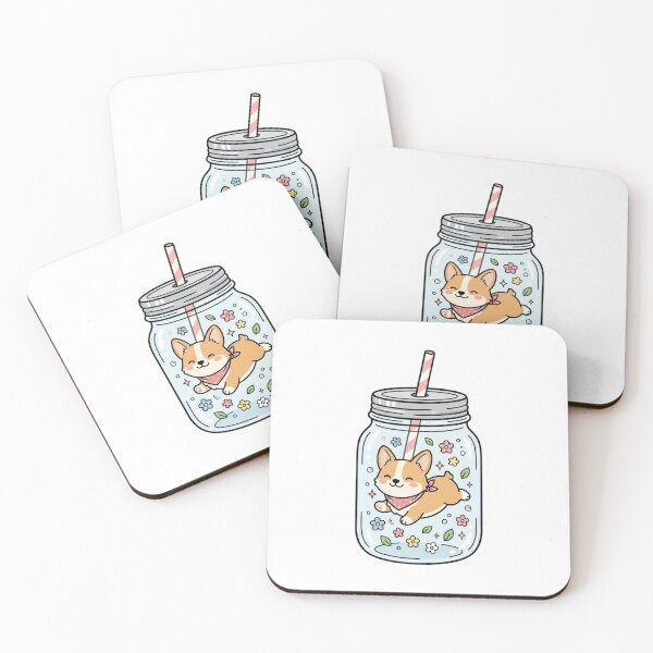 Item preview, Kawaii Corgi in a Jar Sticker, Cute Pocket Pet & Mason Jar Floral Vinyl Decal designed and sold by KreatoLab.