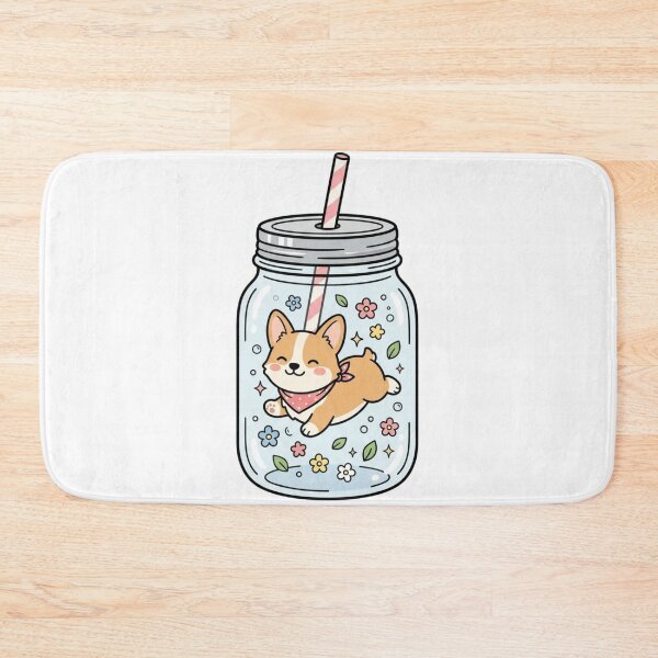 Item preview, Kawaii Corgi in a Jar Sticker, Cute Pocket Pet & Mason Jar Floral Vinyl Decal designed and sold by KreatoLab.