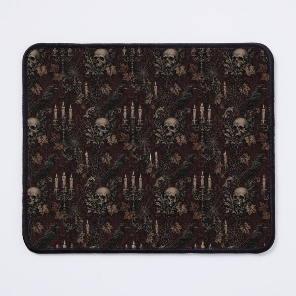 Item preview, Dark Vintage Gothic Skull Raven Candle Seamless Pattern designed and sold by Patternpulseee.
