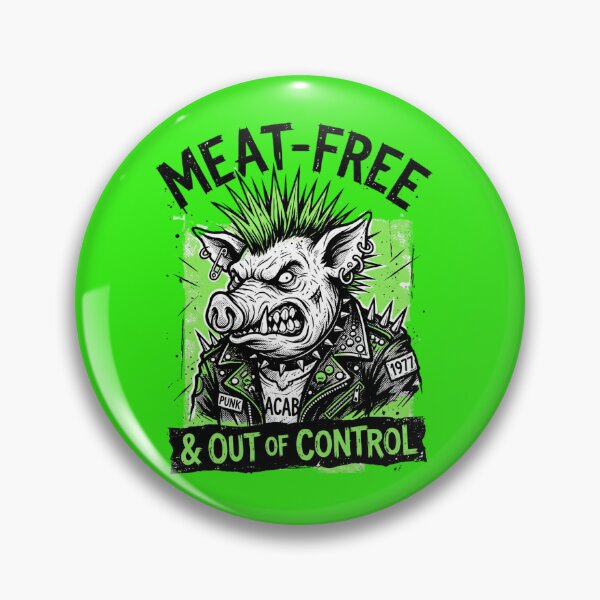 Item preview, Meat-Free Punk Pig Vegan Funny Quote Studded Jacket designed and sold by CoffeeAndChao.