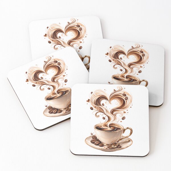 Item preview, Coffee Love | Heart Shaped Steam & Elegant Coffee Cup designed and sold by CalmMandala.