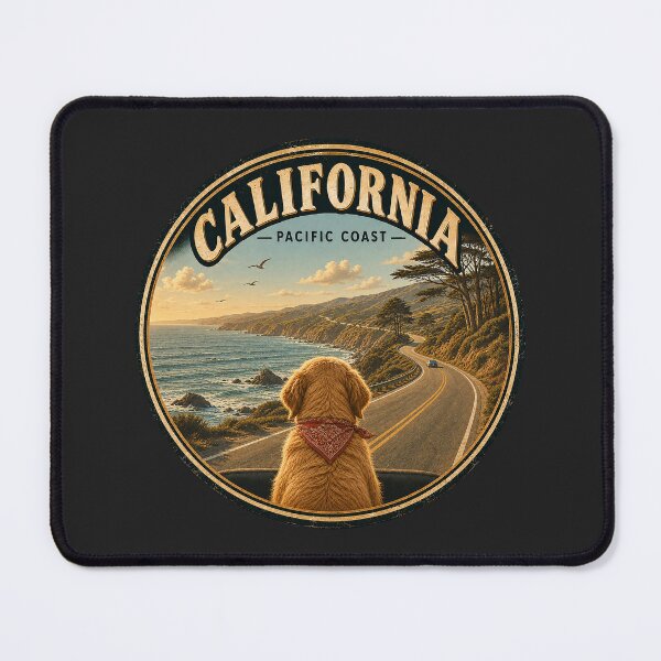 Item preview, Golden Retriever California Pacific Coast Vintage Travel designed and sold by FireWildChild.