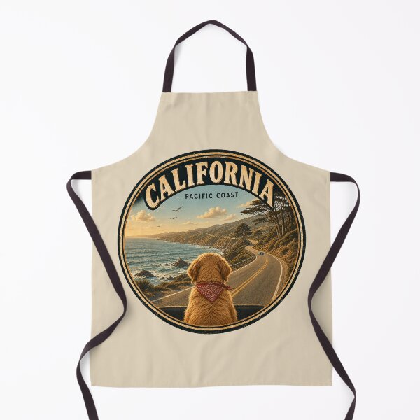Item preview, Golden Retriever California Pacific Coast Vintage Travel designed and sold by FireWildChild.