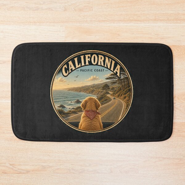 Item preview, Golden Retriever California Pacific Coast Vintage Travel designed and sold by FireWildChild.