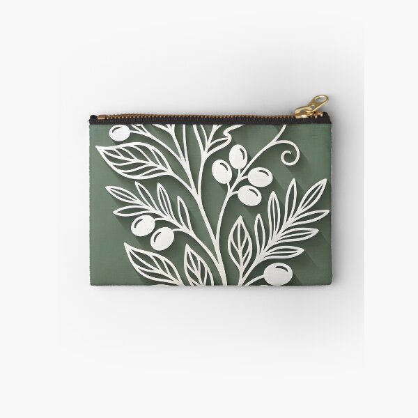 Item preview, 3D Paper Cut Olive & Oak Botanical Wall Art Print | Sage Green Earth Tone Poster | Minimalist Boho White Line Silhouette | Japandi Nature Decor designed and sold by SergioMiklos.