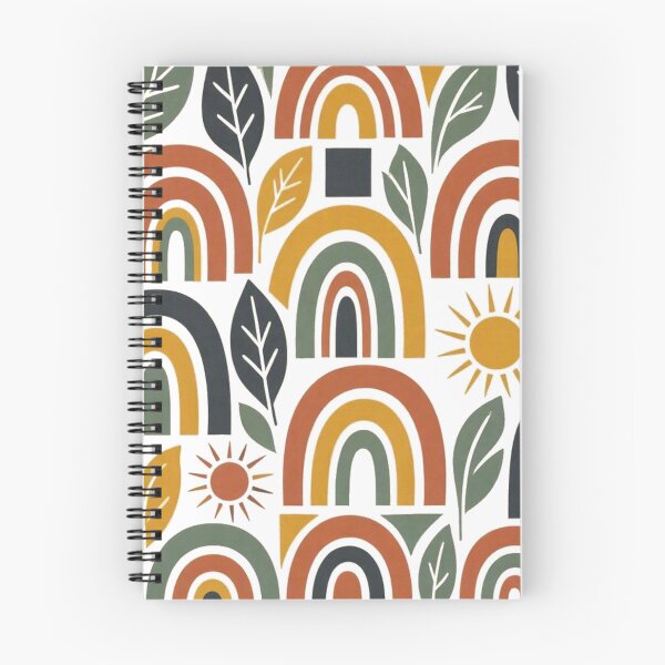 Item preview, Mid Century Modern Retro Rainbow & Sun Boho Pattern designed and sold by Dabis26.