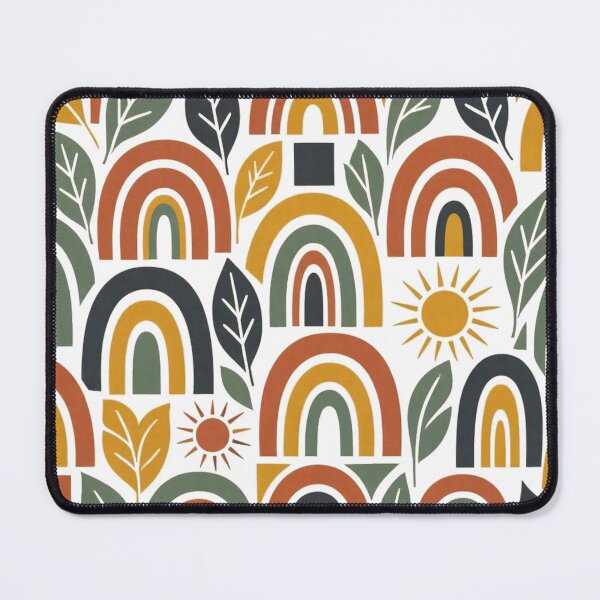 Item preview, Mid Century Modern Retro Rainbow & Sun Boho Pattern designed and sold by Dabis26.