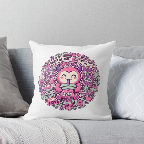 Item preview, Boba Tea Monster Sipping Sticker Bomb Streetwear designed and sold by StickVerse by Owais.