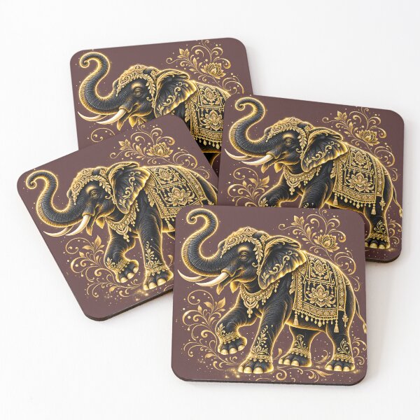 Item preview, Diseño de camiseta ornamental con elefante dorado majestuoso designed and sold by Pawzenix.