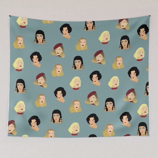 Item preview, Old Hollywood Women Stars Pattern - Marilyn Monroe, Joan Crawford, Elizabeth Taylor, Lauren Bacall, Veronica Lake designed and sold by anafilipal.