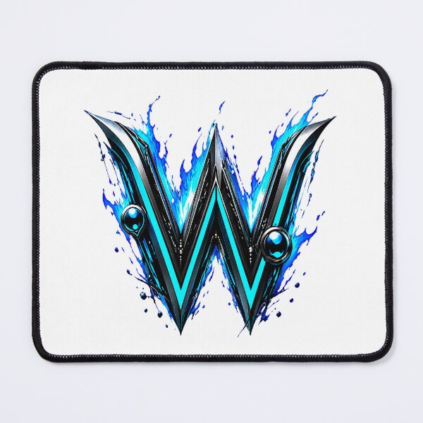 Item preview, AquaFlare Cipher The Teal Inferno Letter W designed and sold by BlissBlvdShop.