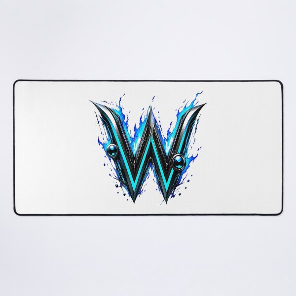 Item preview, AquaFlare Cipher The Teal Inferno Letter W designed and sold by BlissBlvdShop.