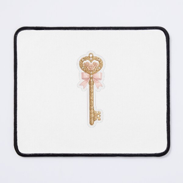 Item preview, Antique Gold Key Sticker | Pink Bow & Rose Coquette Aesthetic | Vintage Feminine Sticker designed and sold by PawsAndpetalstudio.