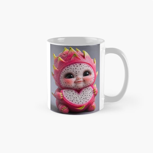 Item preview, Cute Dragon Fruit Baby Character Holding Heart Sliced Pitaya Fruit 3D Digital Art designed and sold by Dreamy Armine Art.