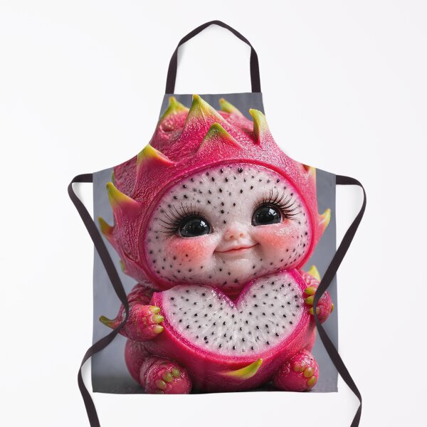 Item preview, Cute Dragon Fruit Baby Character Holding Heart Sliced Pitaya Fruit 3D Digital Art designed and sold by Dreamy Armine Art.