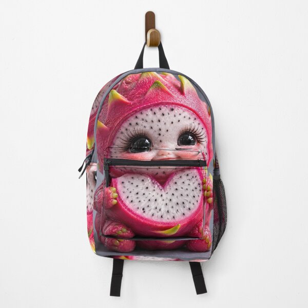 Item preview, Cute Dragon Fruit Baby Character Holding Heart Sliced Pitaya Fruit 3D Digital Art designed and sold by Dreamy Armine Art.