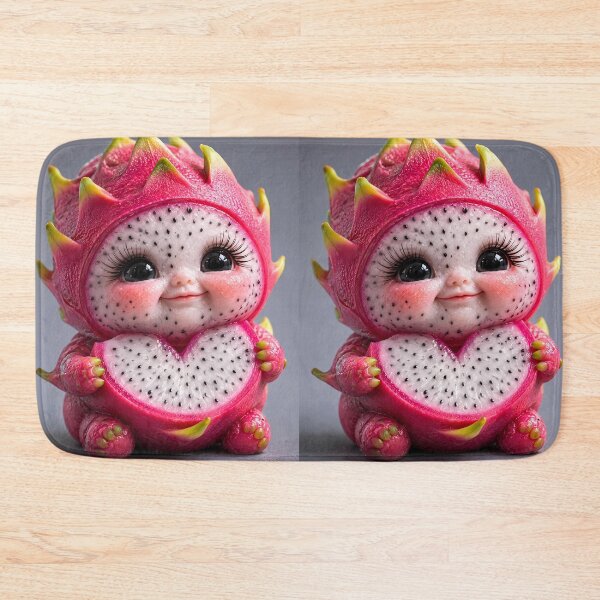 Item preview, Cute Dragon Fruit Baby Character Holding Heart Sliced Pitaya Fruit 3D Digital Art designed and sold by Dreamy Armine Art.