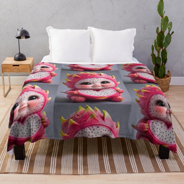 Item preview, Cute Dragon Fruit Baby Character Holding Heart Sliced Pitaya Fruit 3D Digital Art designed and sold by Dreamy Armine Art.