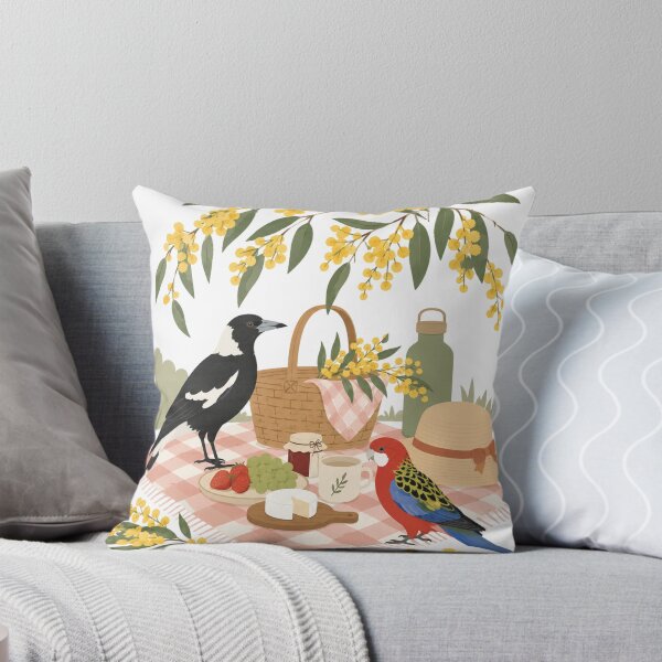 Item preview, Australian Spring Picnic Magpie and Rosella Birds with Wattle Flowers designed and sold by Yellowriversss.